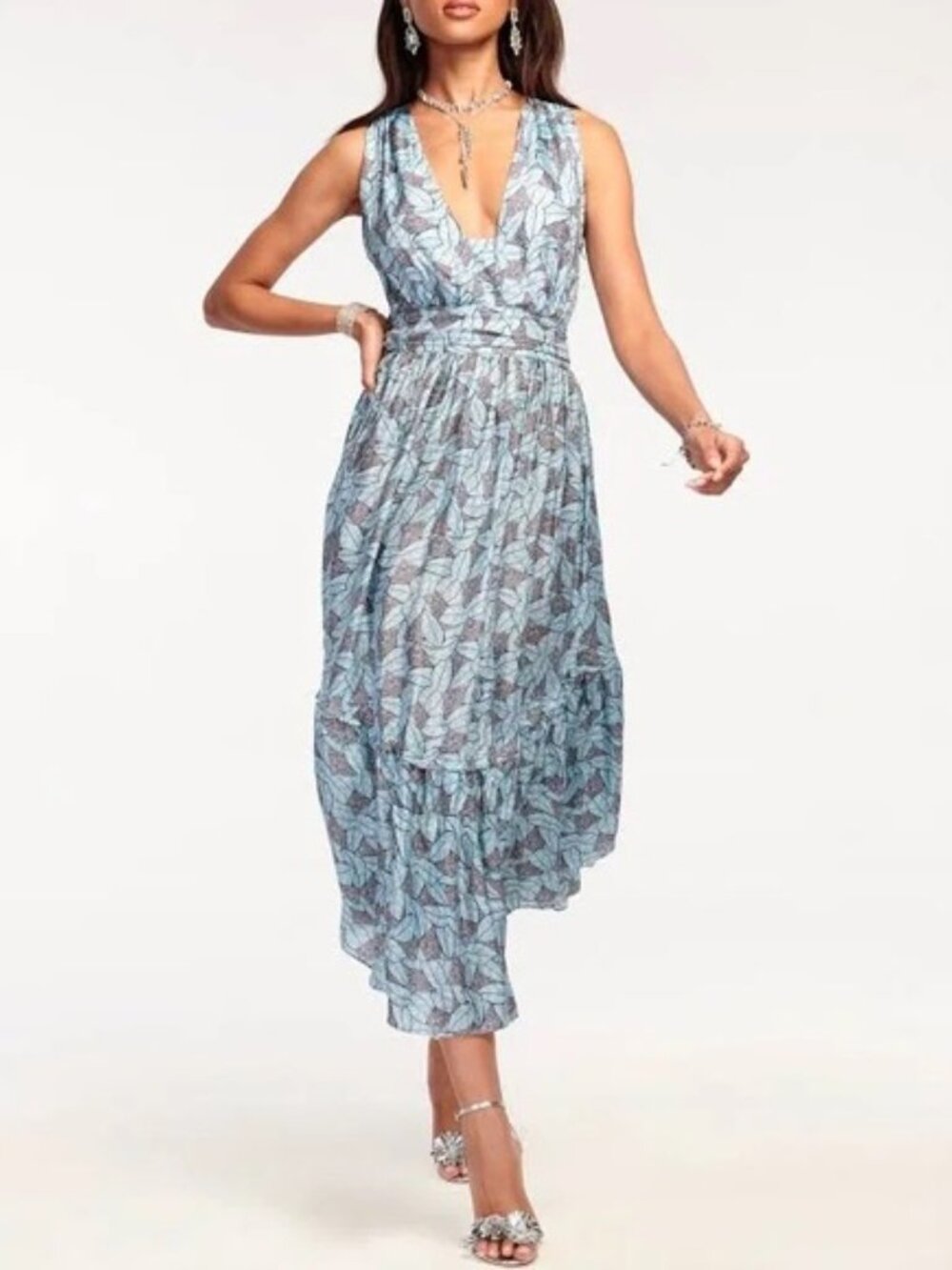 NWT Ramy Brook Sahara Tiered Midi Dress size 6